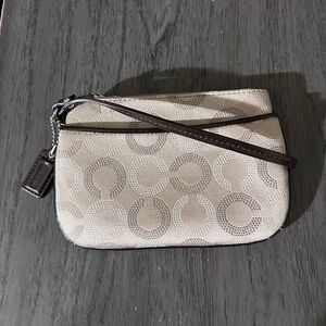 COACH Signature Khaki Fabric Wristlet
